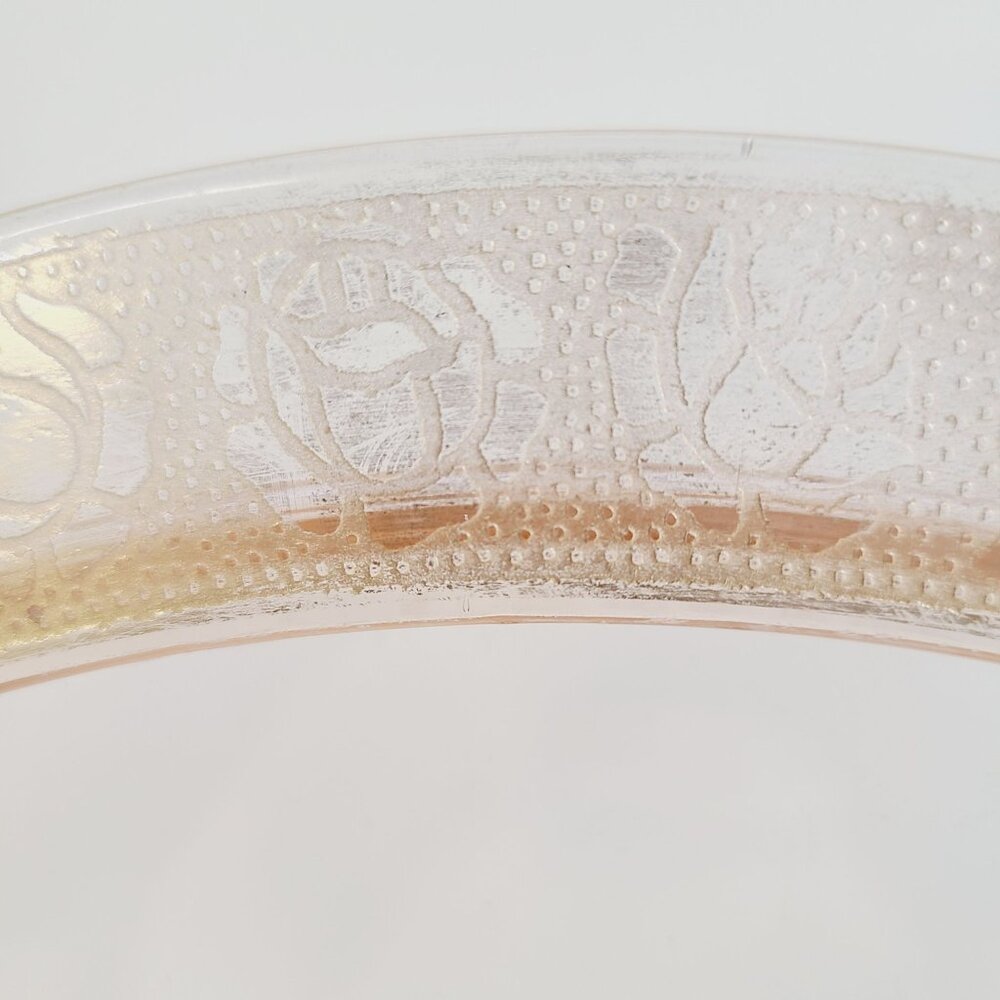 Vtg Glastonbury Lotus Rambler Rose Platter Made in USA Pink glass Gold Gilt Rim - Picture 2 of 14